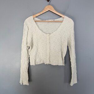 ALL:ROW ivory textured button front top size M